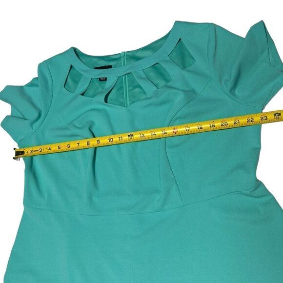 NWT Alyx Teal Short Sleeve Mini Dress Light Blue Chest Cutout Circle Dress - Picture 7 of 8